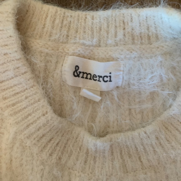 & Merci for Anthropologie fuzzy cream sweater. Worn twice. 200‎ retail - Picture 2 of 4